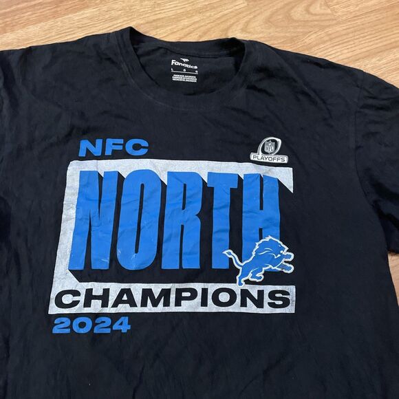 Detroit Lions NFL 2024 NFC North Champions Mens Black T-Shirt Size Large - Picture 5 of 5